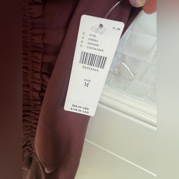 NWT new medium Anthropologie ruched v neck cross strap dress brown modal stretch - Picture 4 of 16